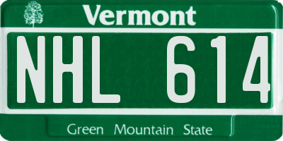 VT license plate NHL614