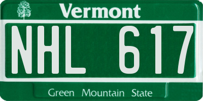 VT license plate NHL617