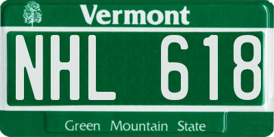 VT license plate NHL618