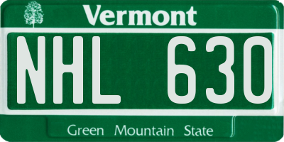 VT license plate NHL630