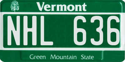 VT license plate NHL636
