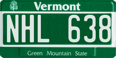 VT license plate NHL638