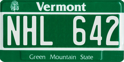 VT license plate NHL642