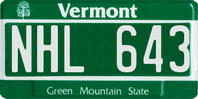 VT license plate NHL643