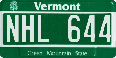 VT license plate NHL644