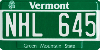VT license plate NHL645