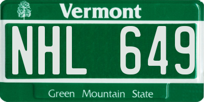 VT license plate NHL649