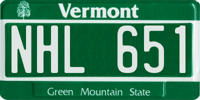 VT license plate NHL651
