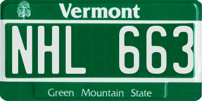 VT license plate NHL663