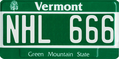 VT license plate NHL666
