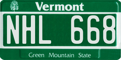 VT license plate NHL668