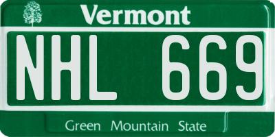 VT license plate NHL669