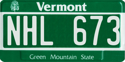 VT license plate NHL673
