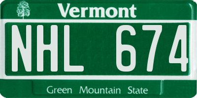 VT license plate NHL674