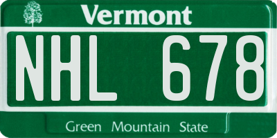 VT license plate NHL678