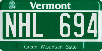 VT license plate NHL694