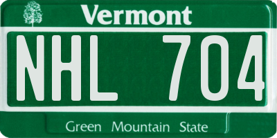 VT license plate NHL704