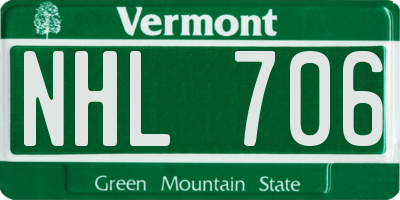 VT license plate NHL706