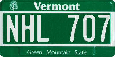 VT license plate NHL707