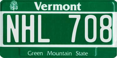 VT license plate NHL708