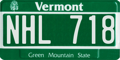 VT license plate NHL718