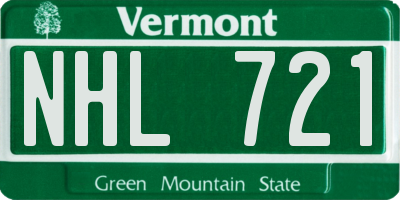 VT license plate NHL721
