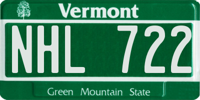 VT license plate NHL722
