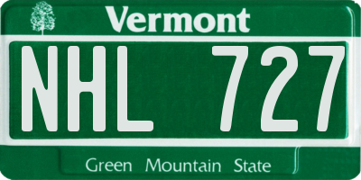 VT license plate NHL727