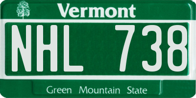 VT license plate NHL738