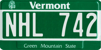 VT license plate NHL742