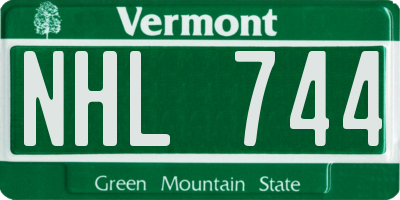 VT license plate NHL744
