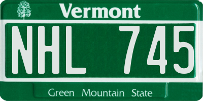 VT license plate NHL745