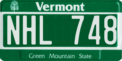 VT license plate NHL748