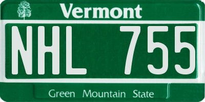 VT license plate NHL755