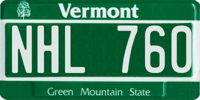 VT license plate NHL760