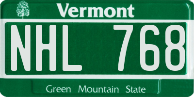 VT license plate NHL768