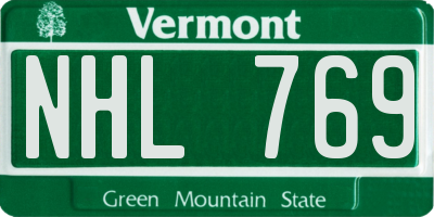 VT license plate NHL769