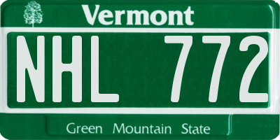 VT license plate NHL772