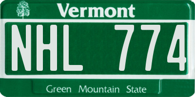 VT license plate NHL774