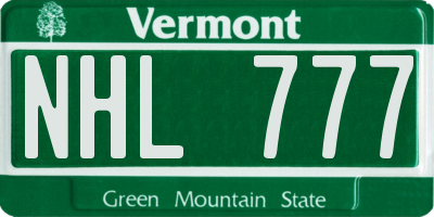VT license plate NHL777