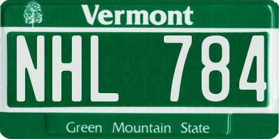 VT license plate NHL784