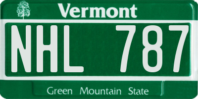 VT license plate NHL787