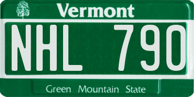 VT license plate NHL790