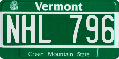 VT license plate NHL796