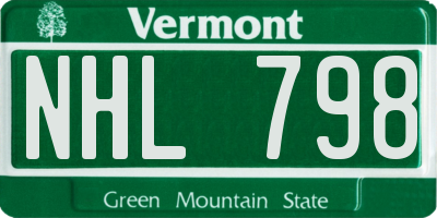 VT license plate NHL798