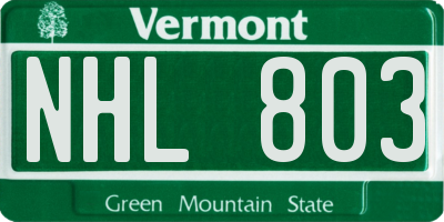 VT license plate NHL803