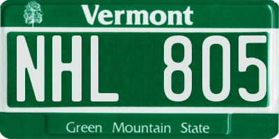 VT license plate NHL805