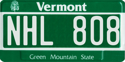 VT license plate NHL808
