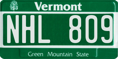 VT license plate NHL809