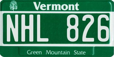 VT license plate NHL826